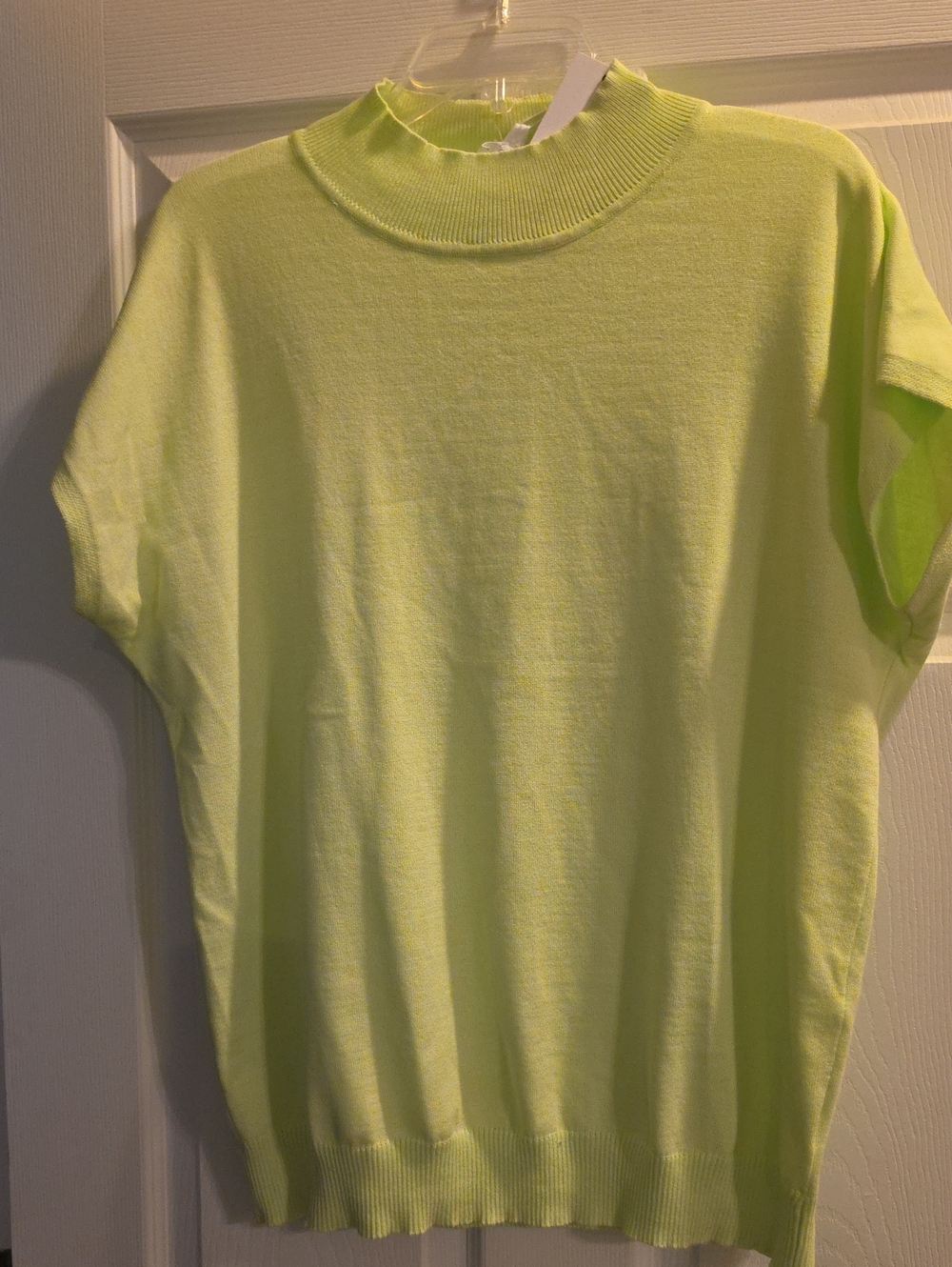 Neon Lime Mock Neck Short Sleeve Top